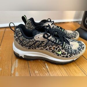 Nike Air Max Leopard Print Sneakers with Black and Neon Accents size 10